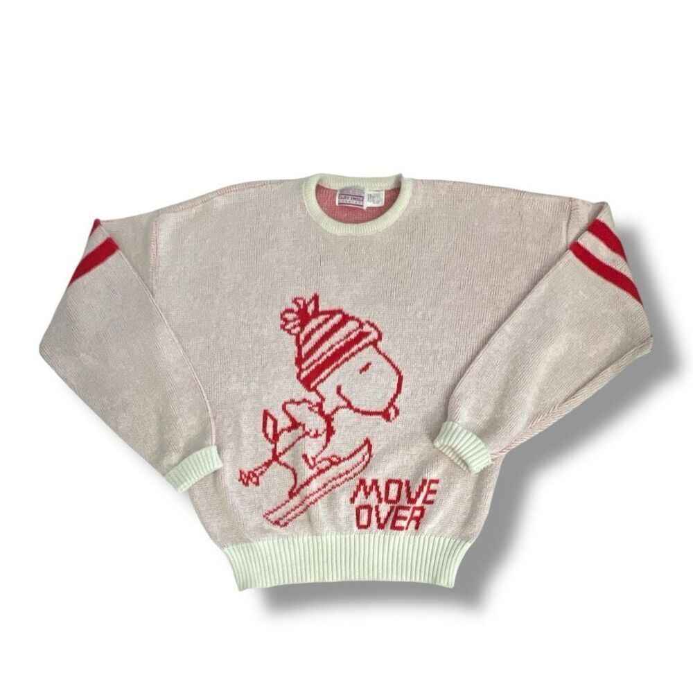 Vintage Snoopy Skiing Cliff Engle Sweaters Size Extra Large